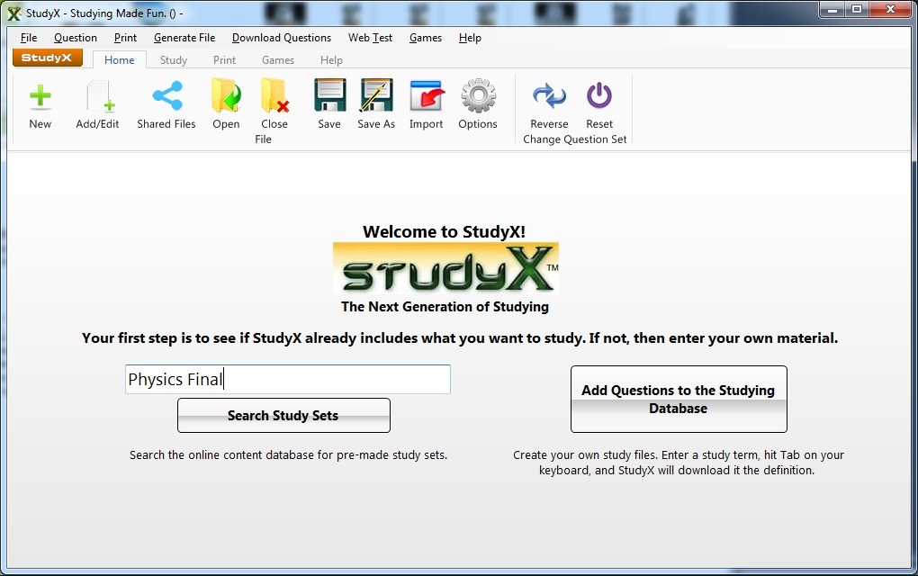 Study Software Main Interface
